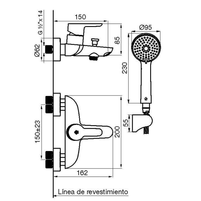 0310 B5 Puelo Monocomando Ducha Exterior con Transferencia CR FV 2