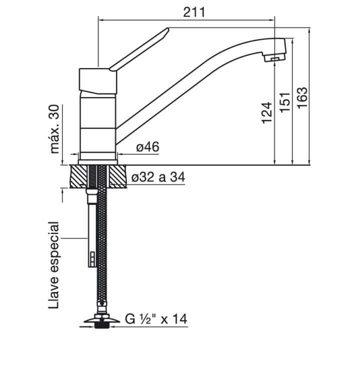 0411.01 B2 Newport Monocomando Cocina Mesada CR FV 2