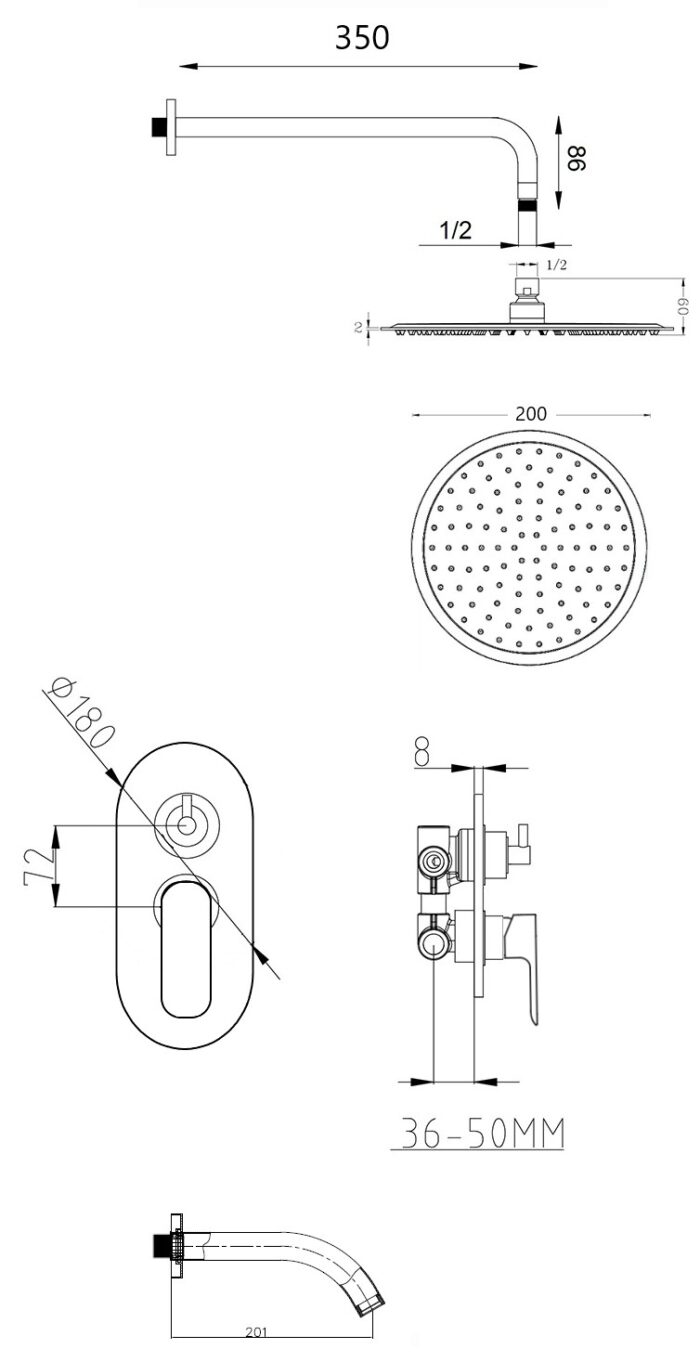 UGM1022G01 Flynn Monocomando Ducha Emb c transf Autograph 2