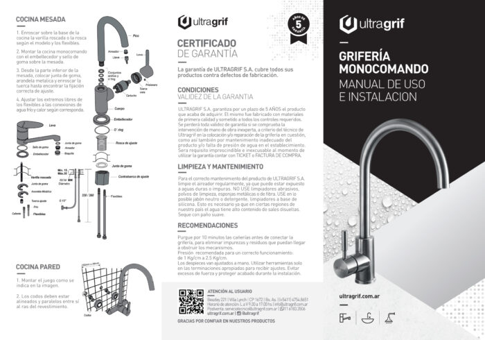 UGO203C07 City Redonda Monocomando Cocina CR Ultragrif 4
